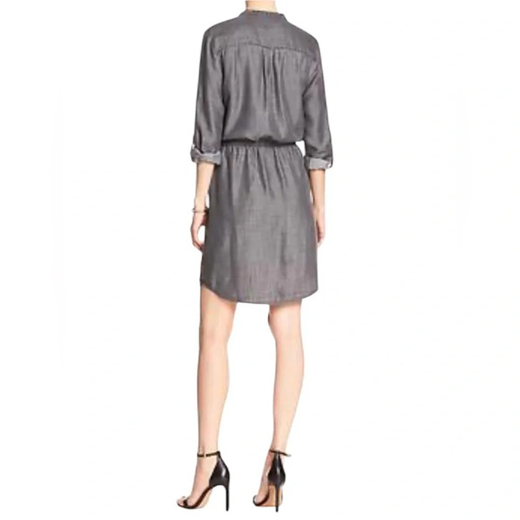 NWOT Banana Republic Factory long sleeve collarless shirtdress - Picture 2 of 9